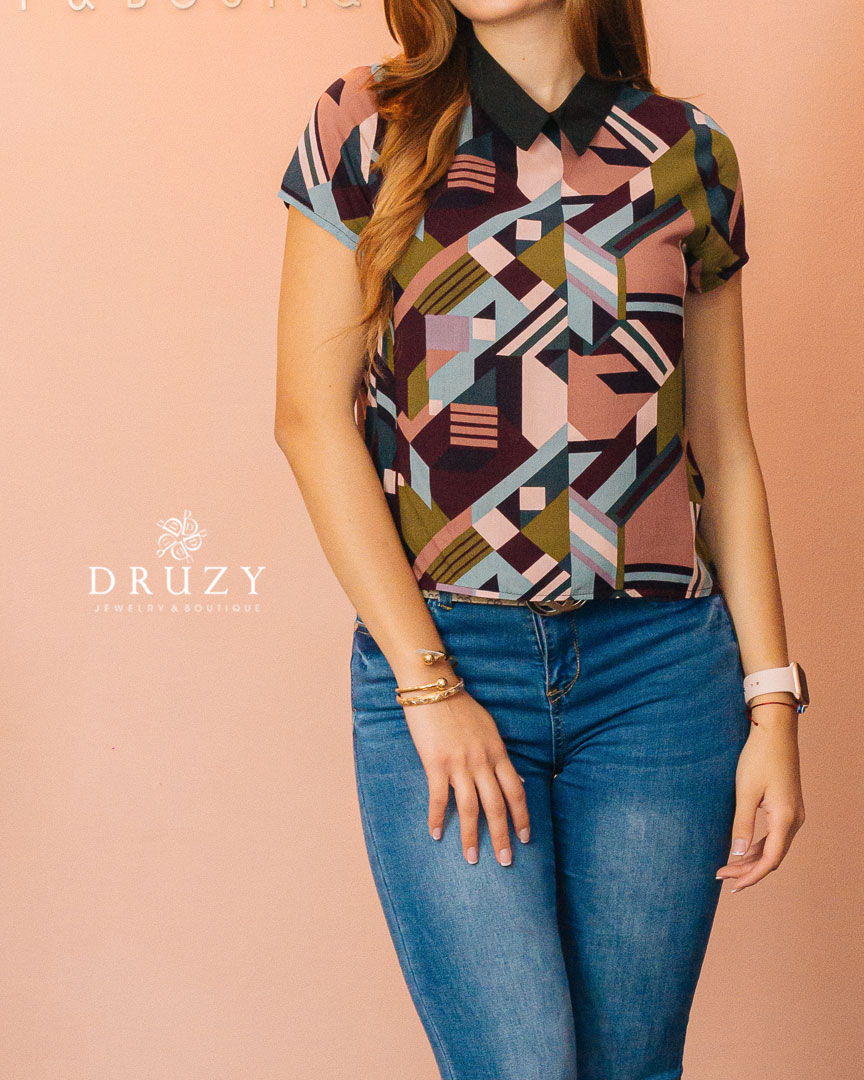 Blusa morada multicolor