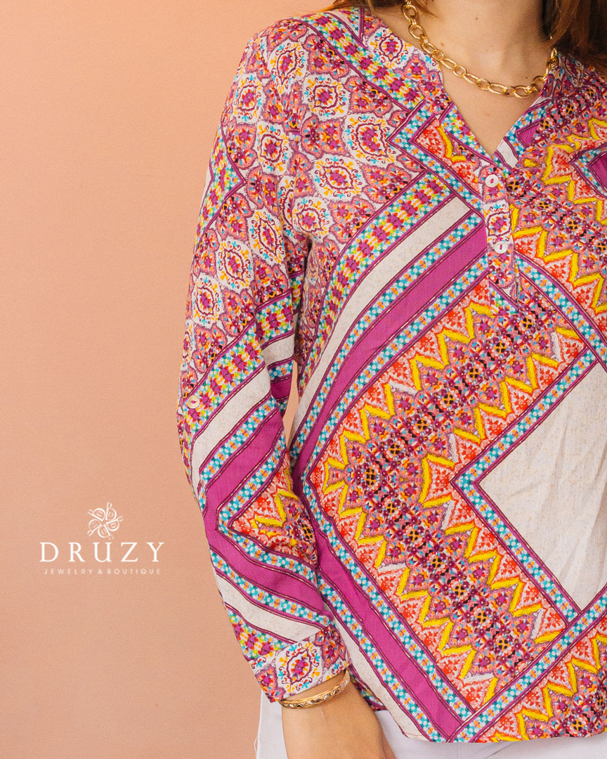 Blusa manga larga estampada