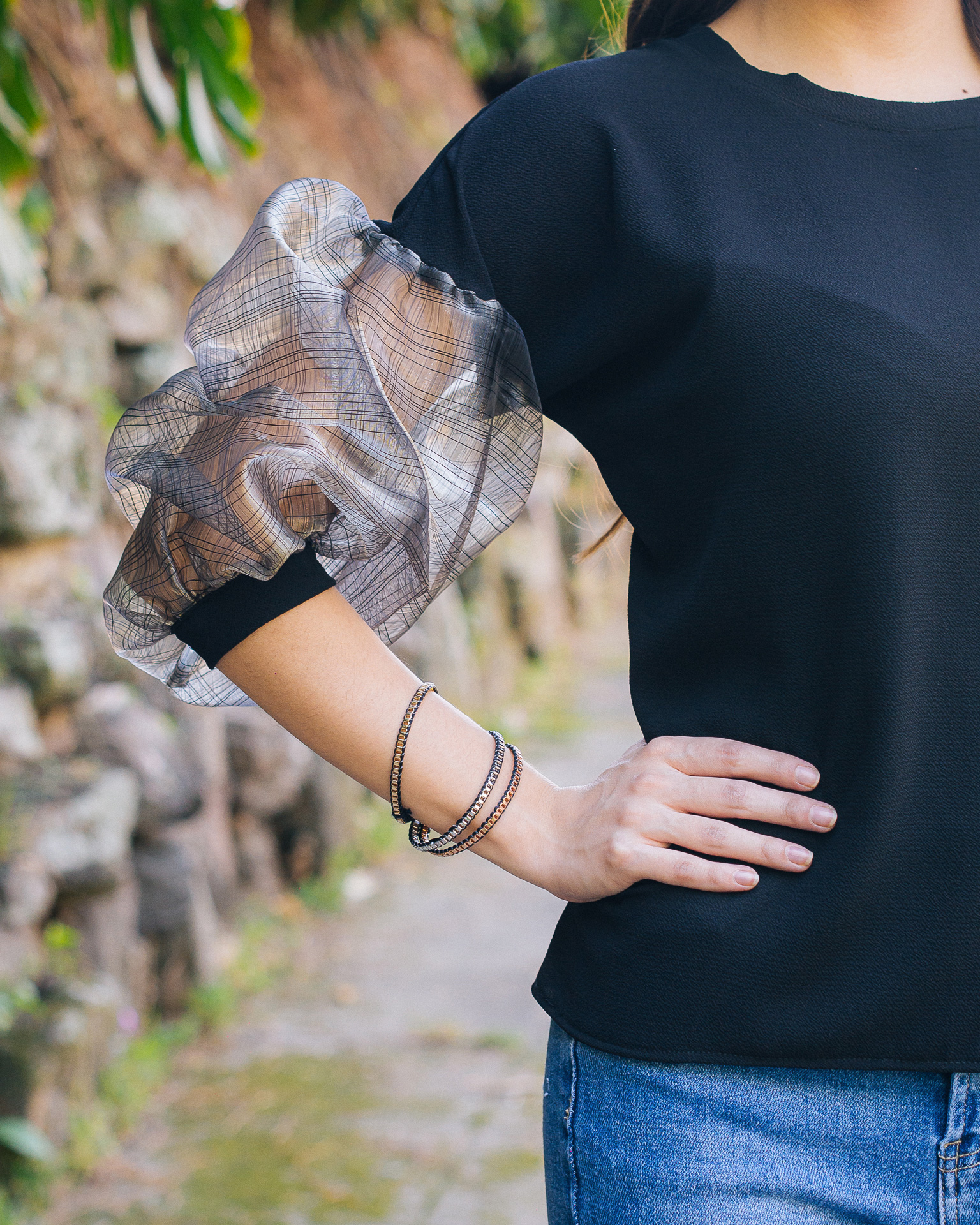 Blusa manga organza