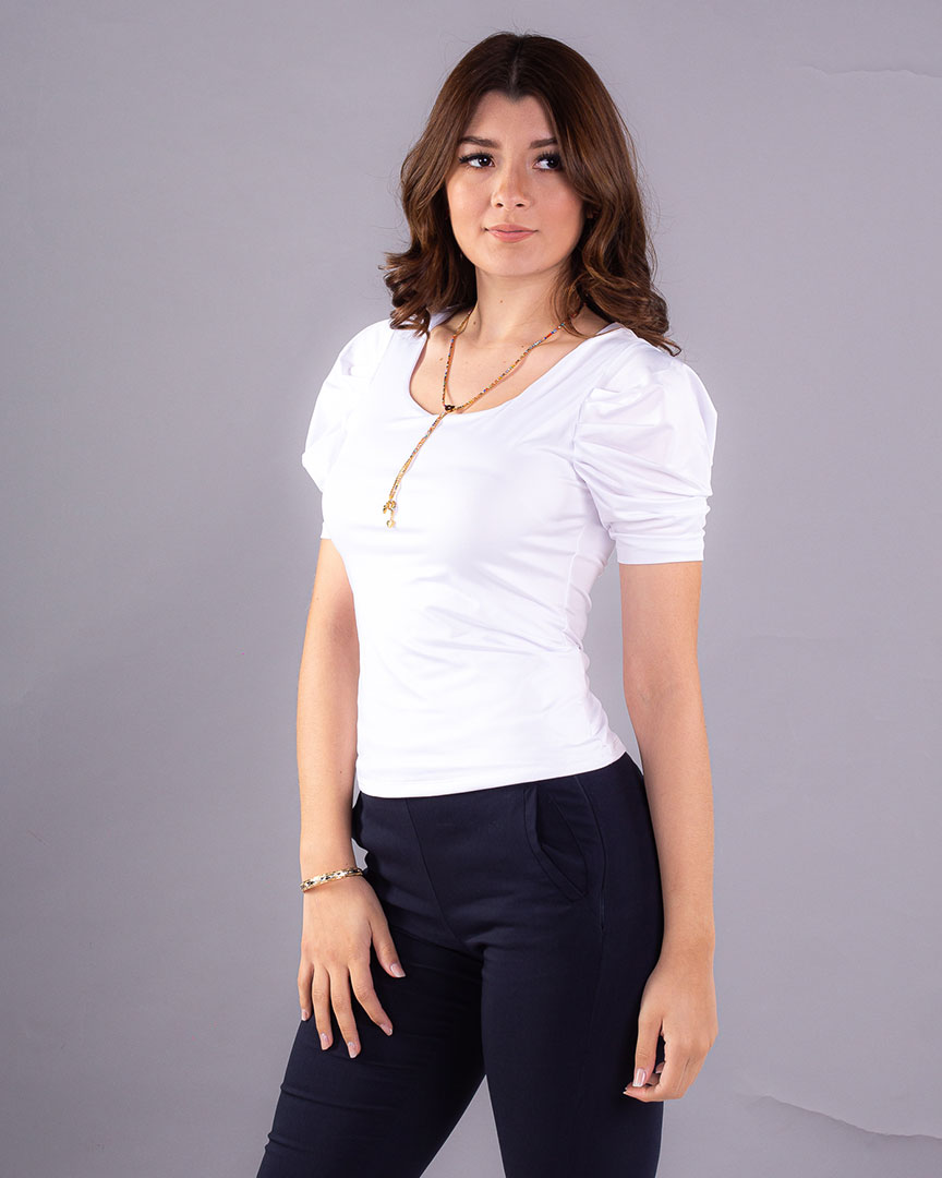 Blusa manga corta cuello redondo