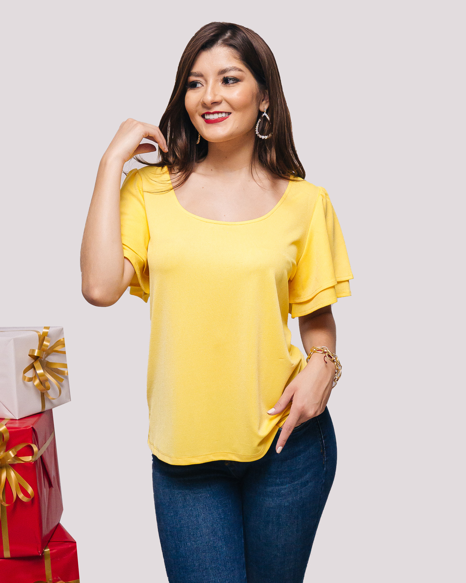Blusa manga volantes dos capas