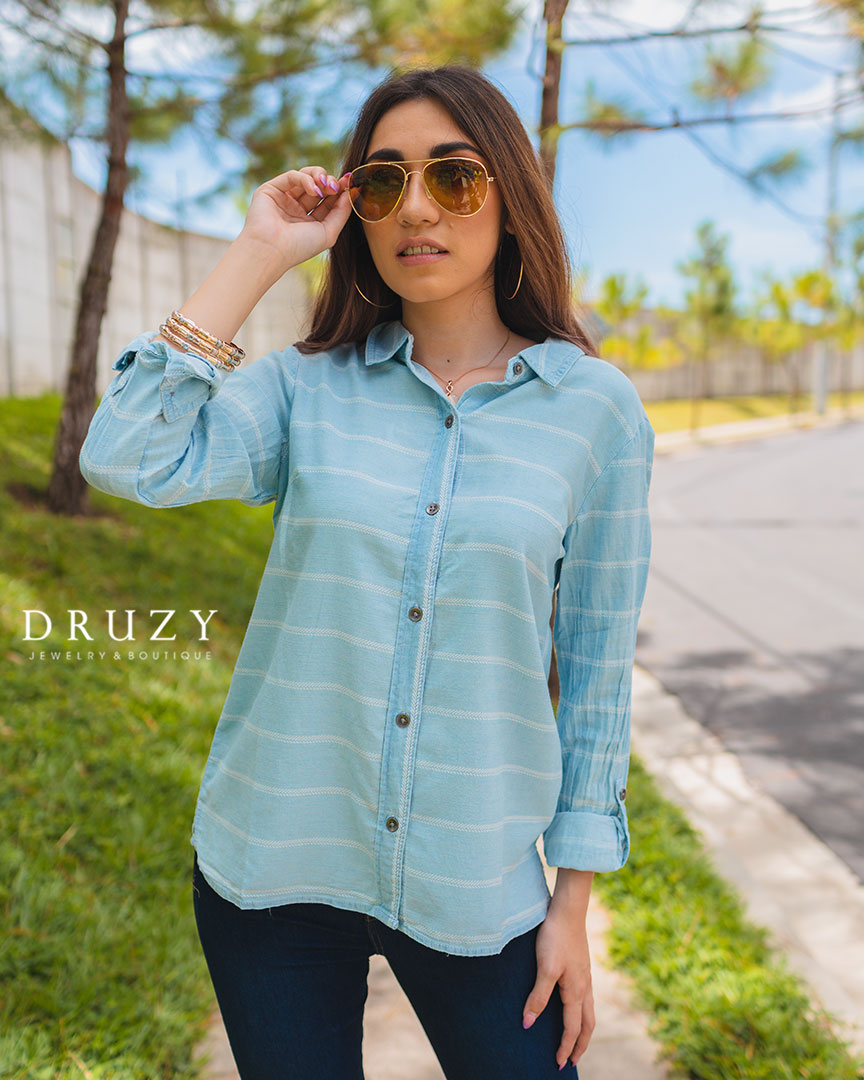 Blusa-camisa manga larga botones