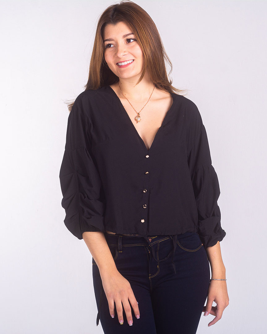 Blusa mangas estilo arrugado