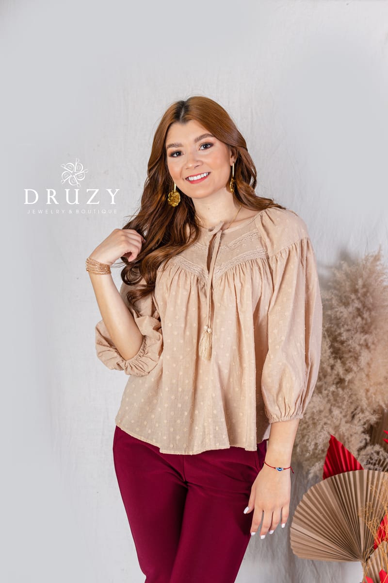 BLUSA MUSTAD SEAD KAKHI DECORADA
