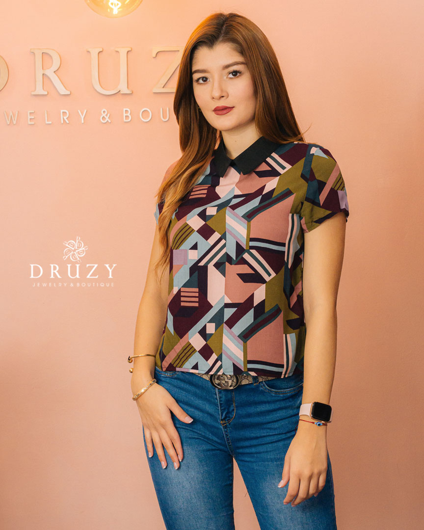 Blusa morada multicolor