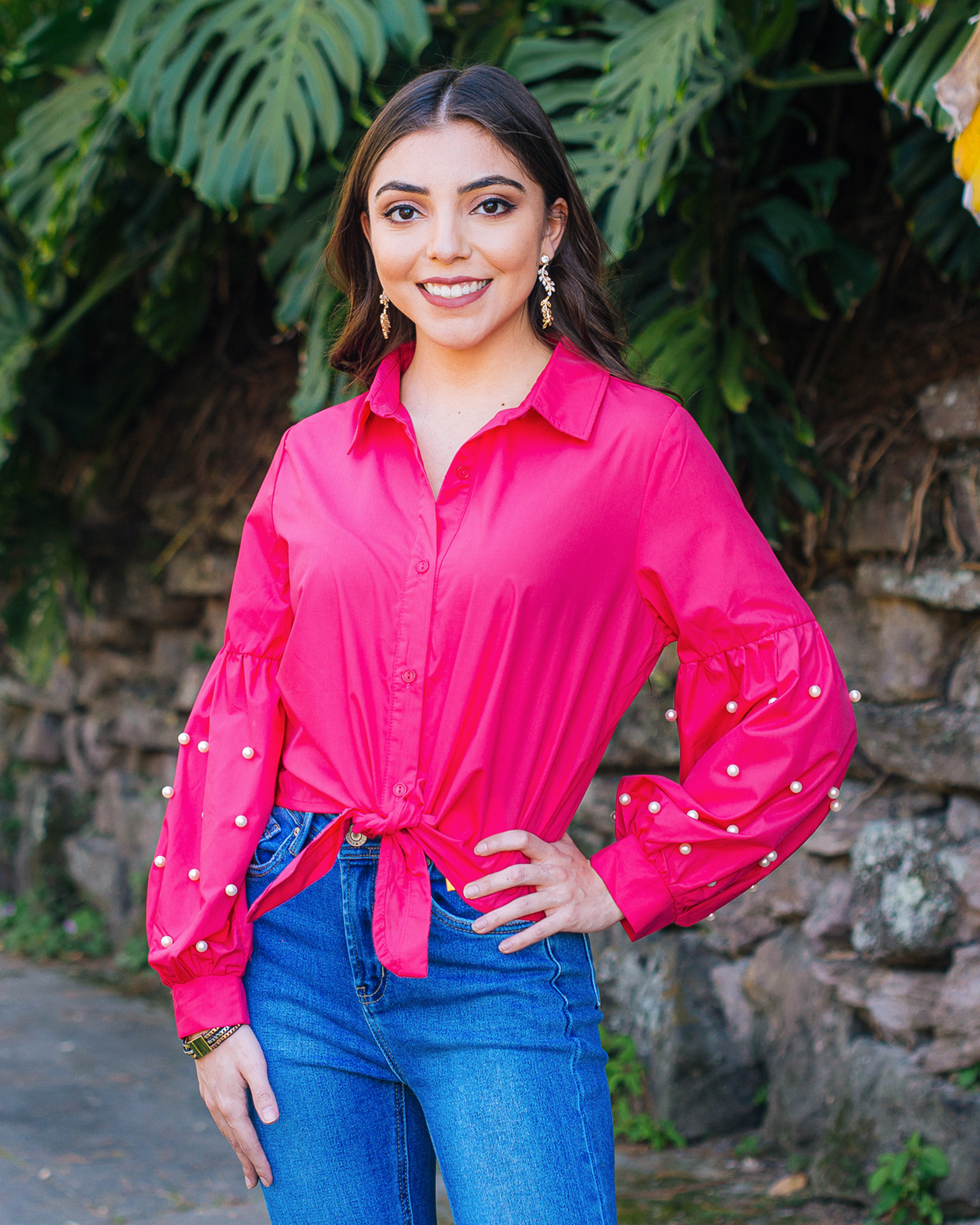 Blusa de botones manga larga