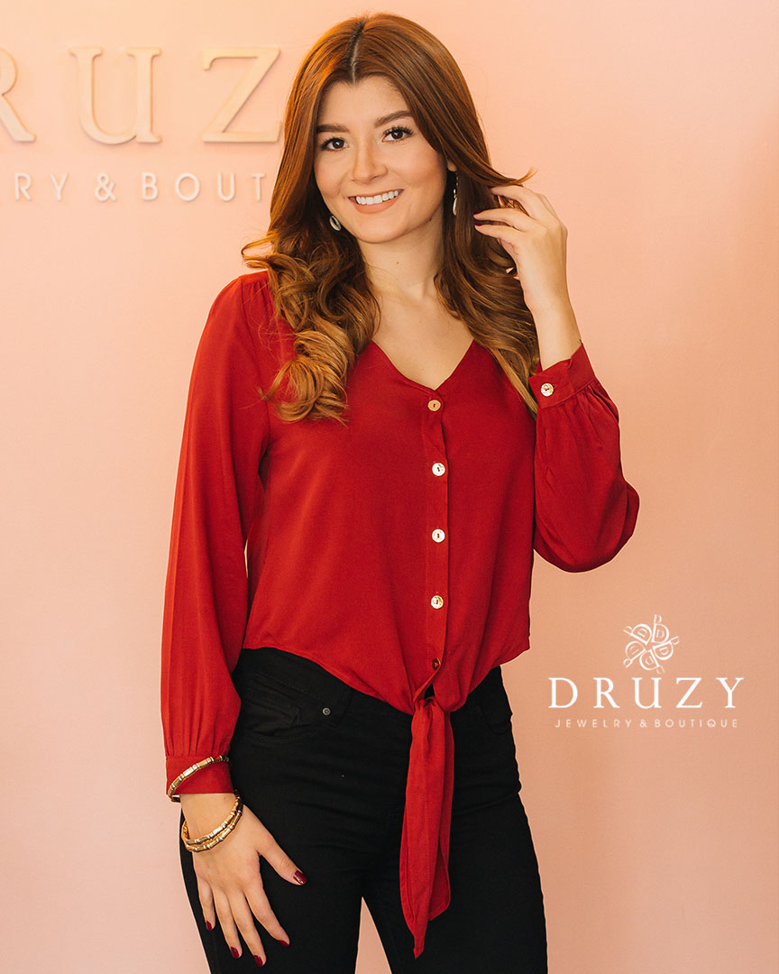 Blusa de botones cuello V