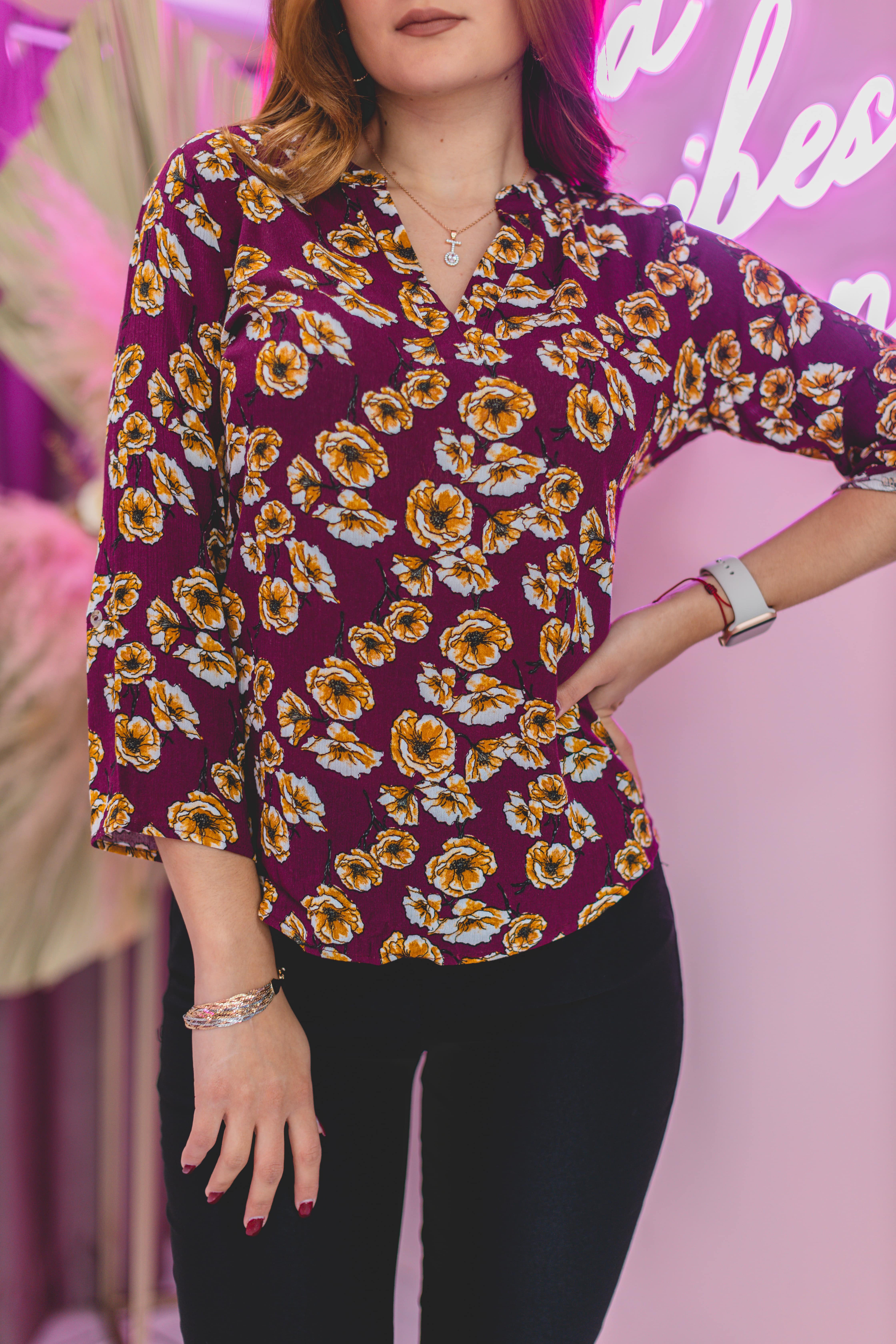 TUNICA VINO CON FLORES