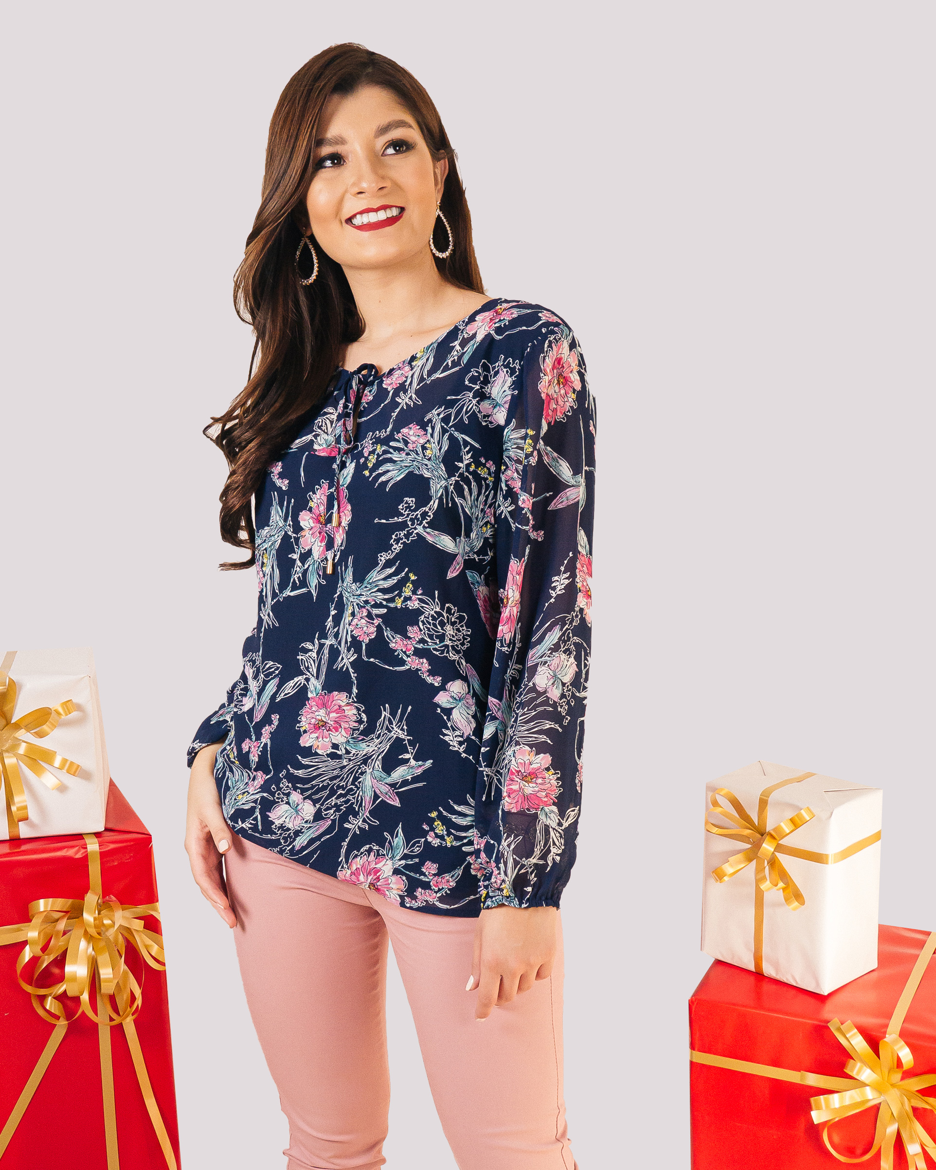 Blusa azul floral