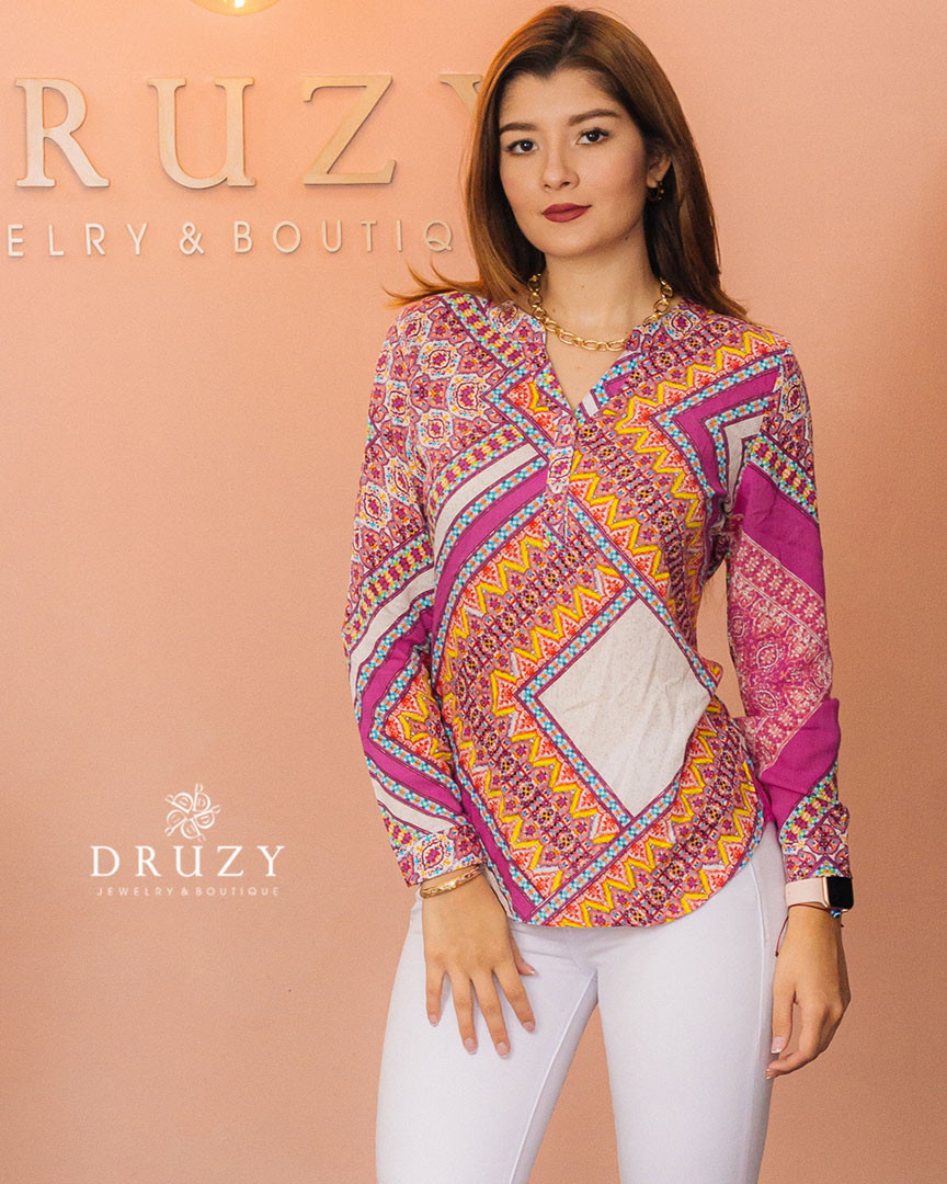 Blusa manga larga estampada