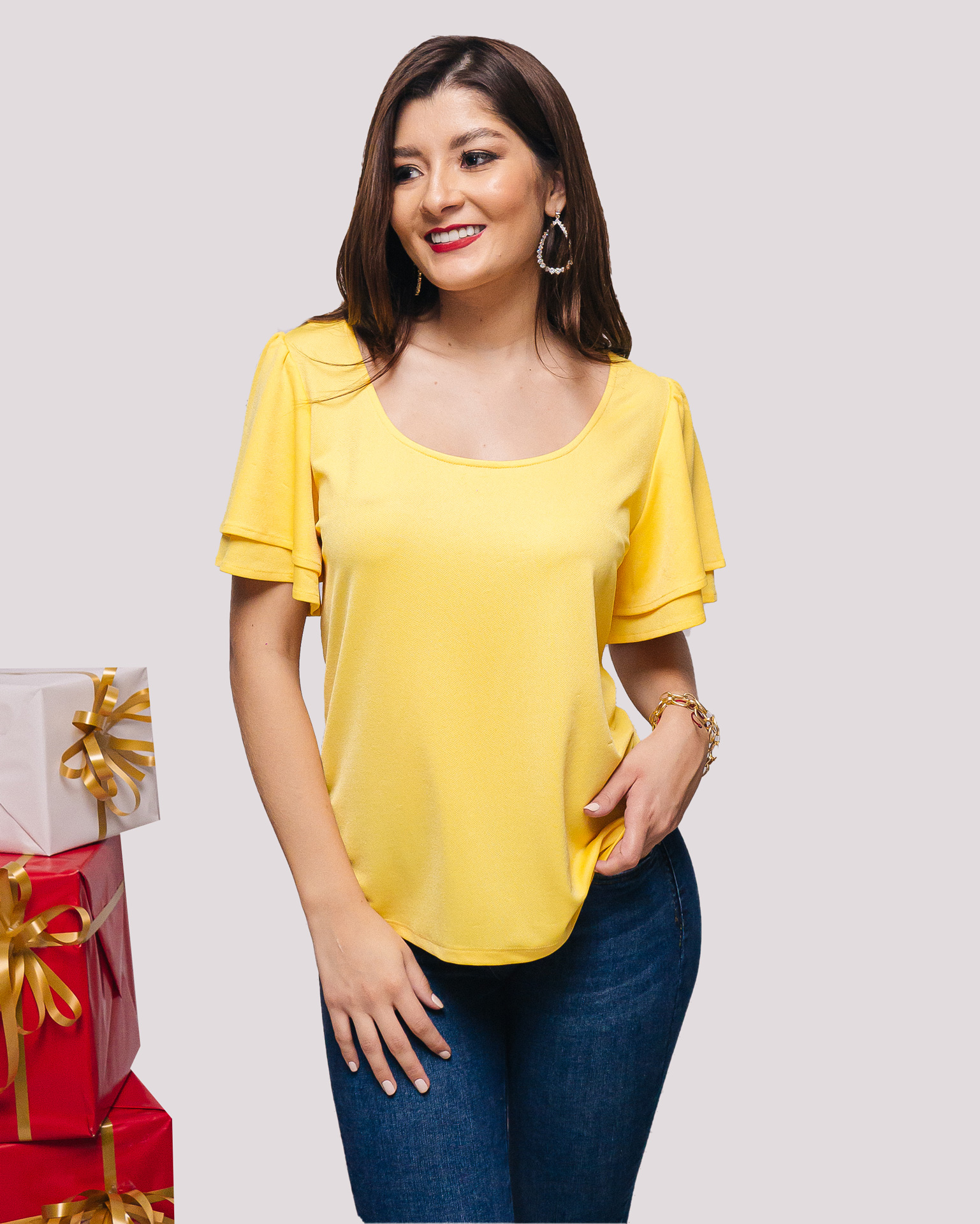 Blusa manga volantes dos capas